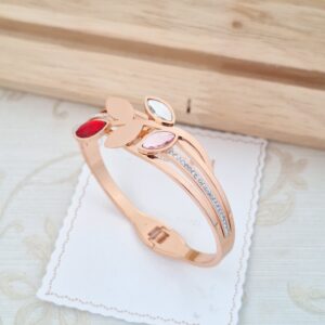 Rose Gold Butterfly Bracelet with Multicolor Stones – Anti-Tarnish Stainless Steel