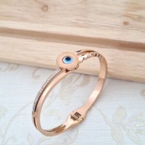 Rose Gold Evil Eye Bracelet with CZ Stones – Anti-Tarnish Stainless Steel