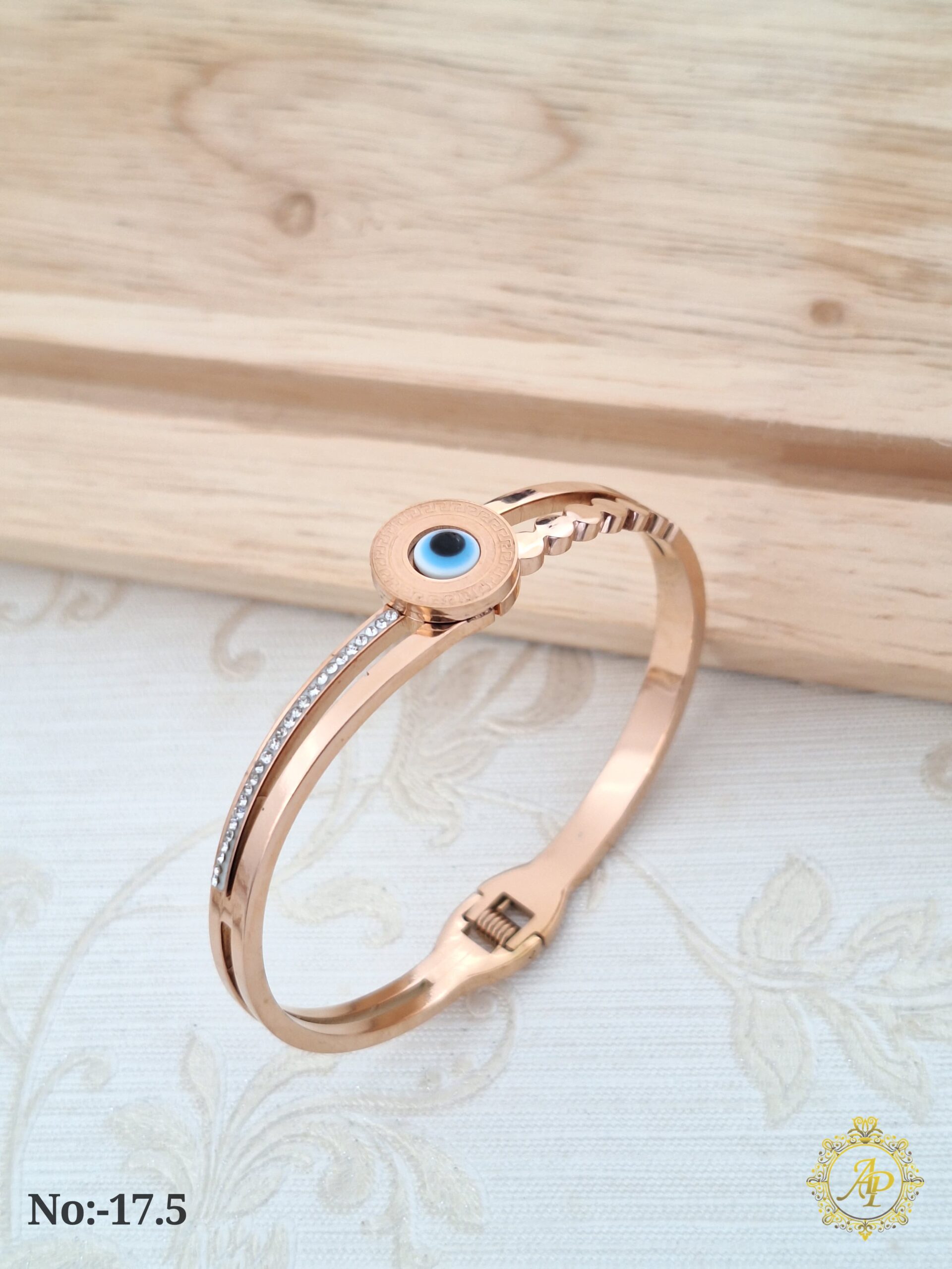 Rose Gold Evil Eye Bracelet with CZ Stones – Anti-Tarnish Stainless Steel