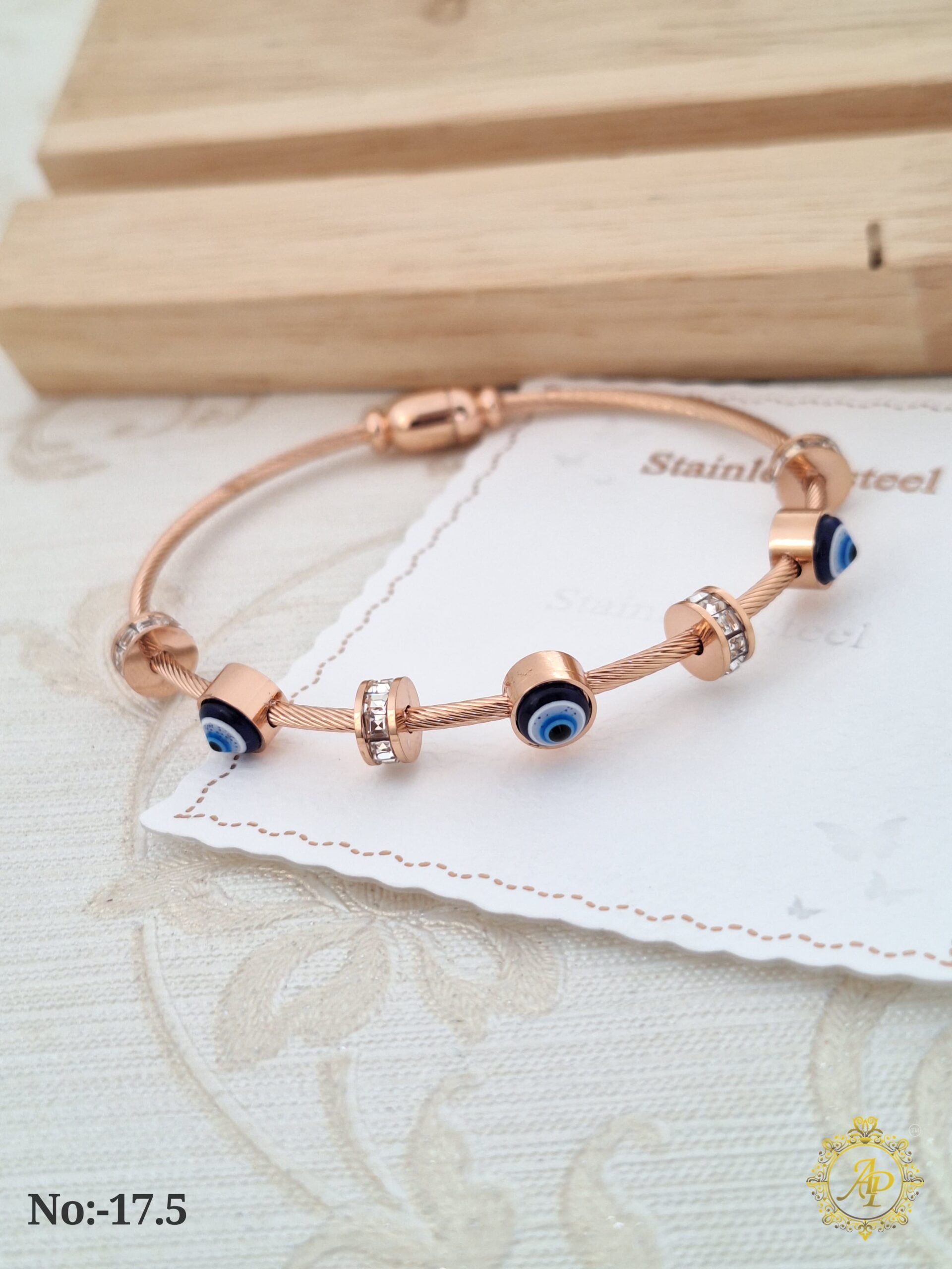 Rose Gold Evil Eye Bead Bracelet – Anti-Tarnish Stainless Steel