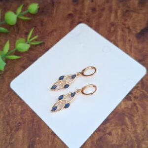 Premium Rose Gold Dangle Earrings – Lightweight with Navy Stone Accents