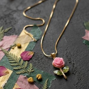 Elegant Pink Rose Gold Pendant Necklace
