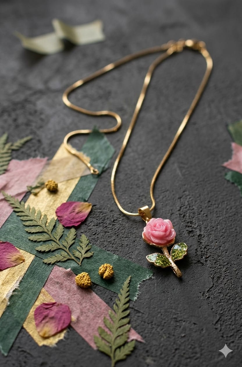 Elegant Pink Rose Gold Pendant Necklace