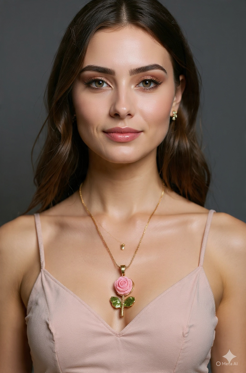 Elegant Pink Rose Gold Pendant Necklace - Image 2